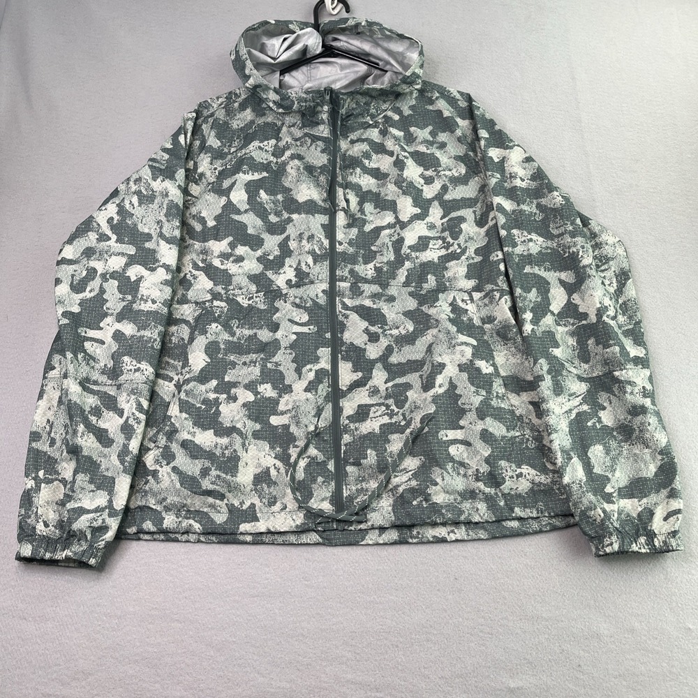 Columbia Womens XL Camo Hooded Full Zip Windbreaker Jacket Lightweight